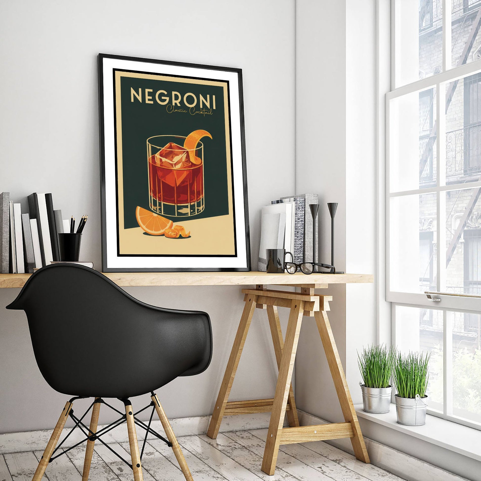 Negroni Art Print - Vintage Cocktail Poster - Retro Bar Cart Illustration - Classic Drink Kitchen Art 3/3