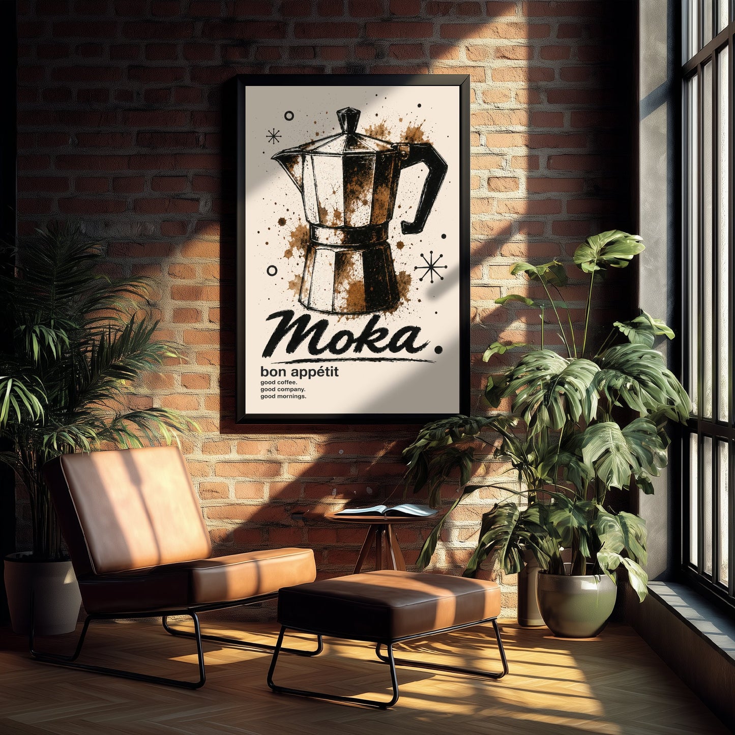 Moka Pot Coffee Art Print - Ink Splatter Painting Poster - Coffee Lover Kitchen Art - Espresso Maker Wall Decor 1/3