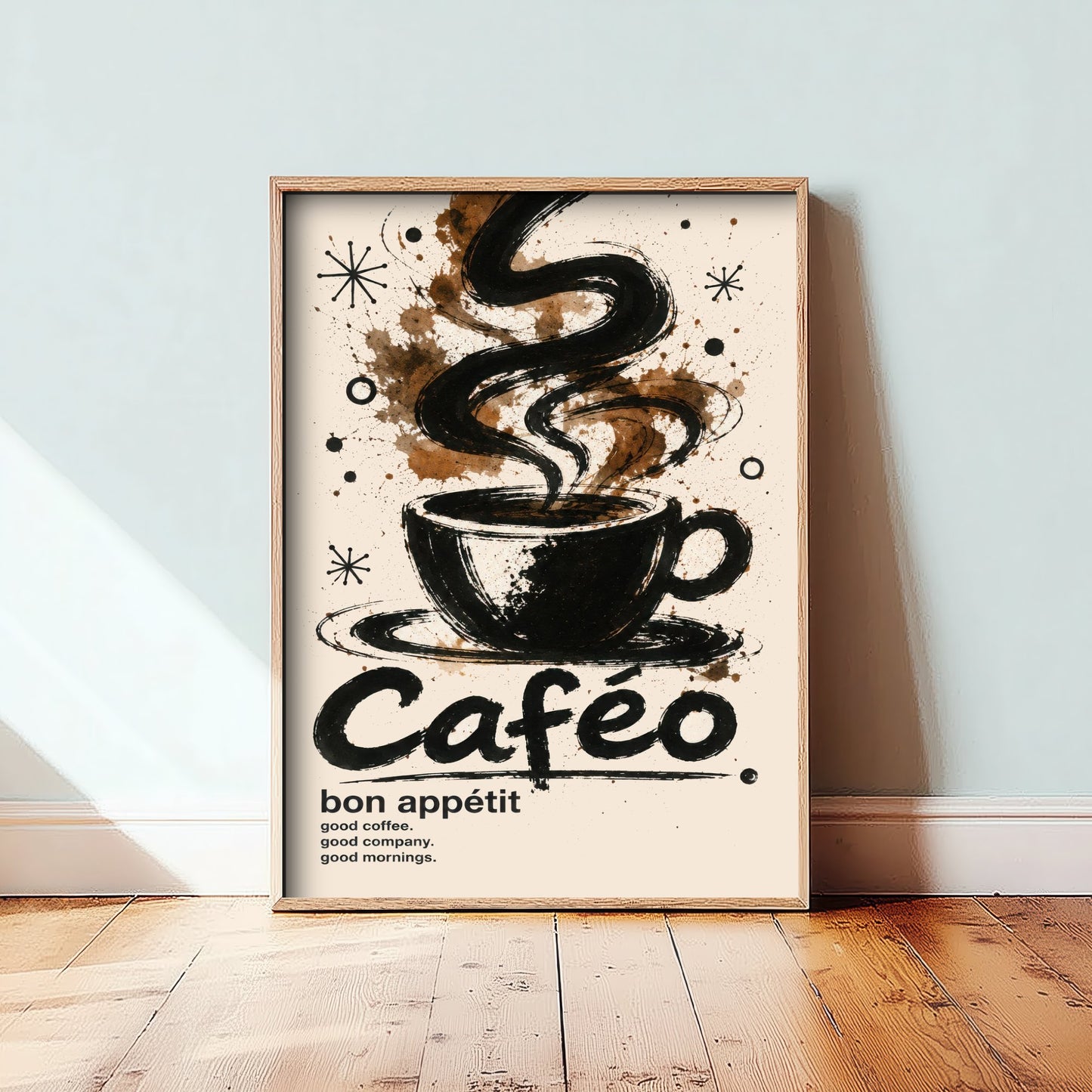 Coffee Cup Art Print - Ink Splatter Painting Poster - Coffee Lover Kitchen Art - Cafe Wall Decor 2/3