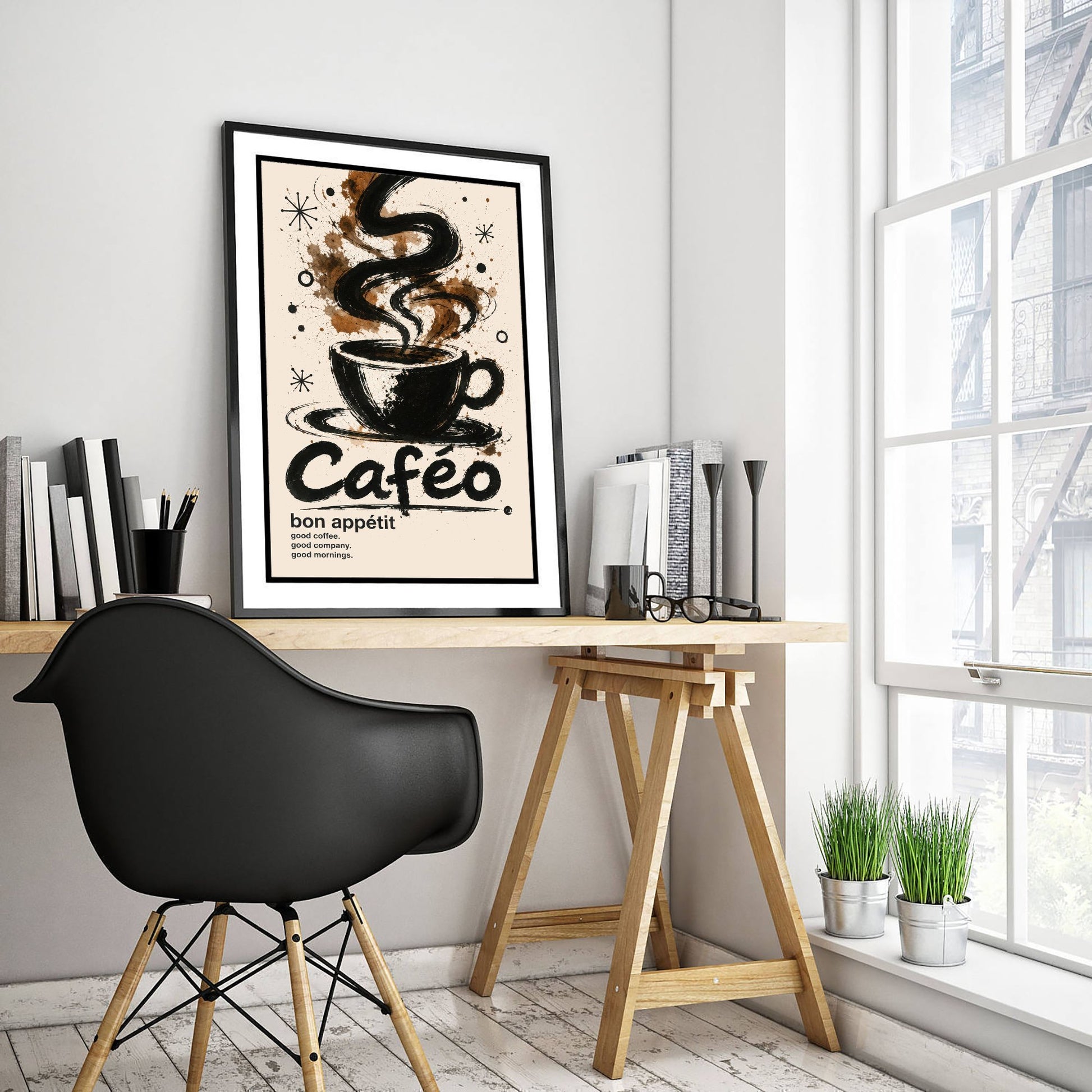 Coffee Cup Art Print - Ink Splatter Painting Poster - Coffee Lover Kitchen Art - Cafe Wall Decor 2/3