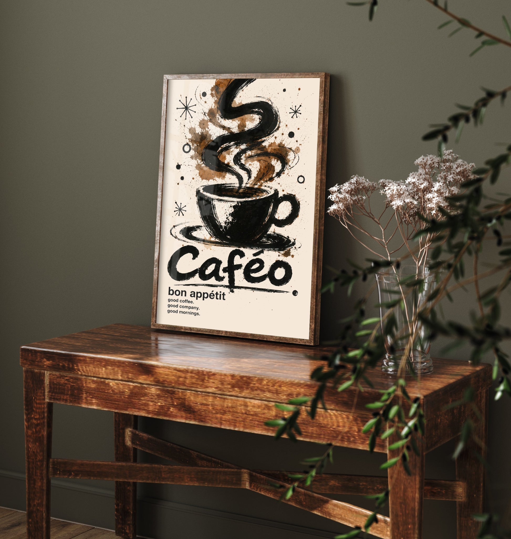Coffee Cup Art Print - Ink Splatter Painting Poster - Coffee Lover Kitchen Art - Cafe Wall Decor 2/3