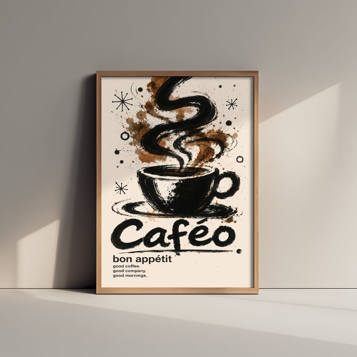 Coffee Cup Art Print - Ink Splatter Painting Poster - Coffee Lover Kitchen Art - Cafe Wall Decor 2/3