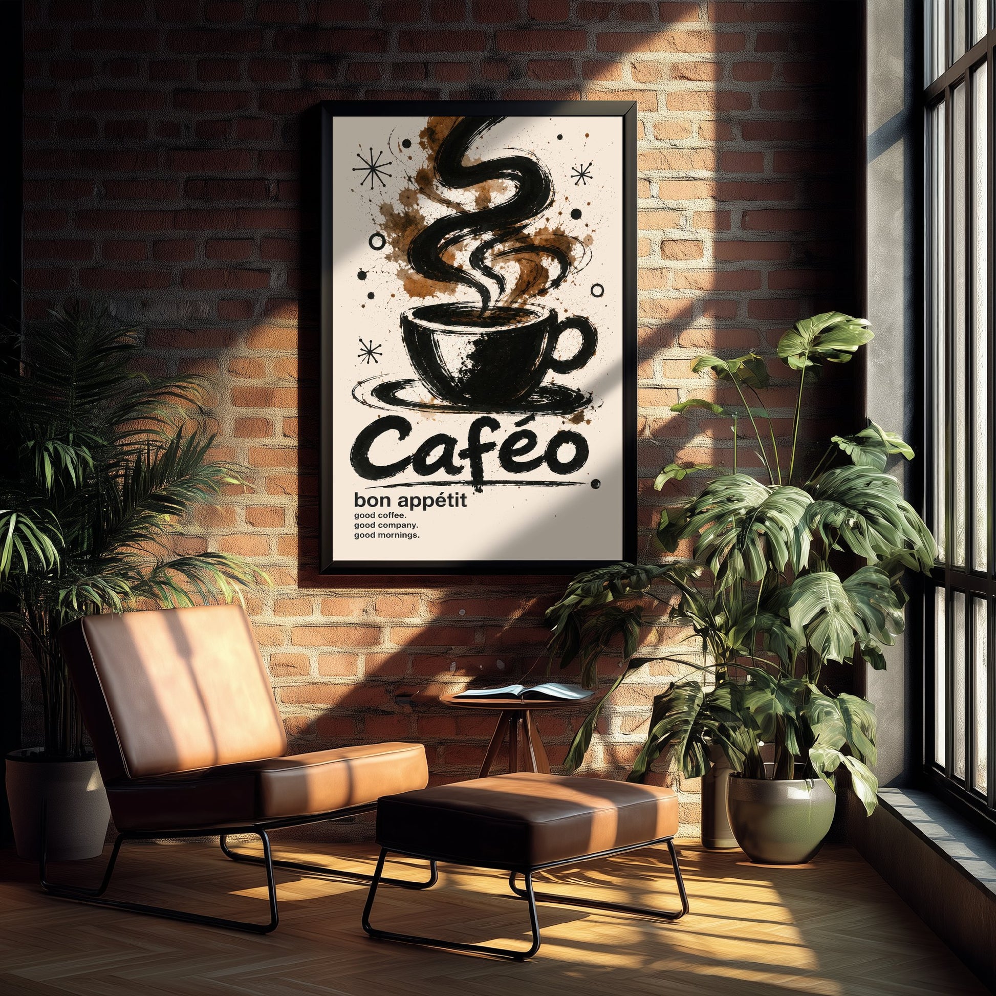 Coffee Cup Art Print - Ink Splatter Painting Poster - Coffee Lover Kitchen Art - Cafe Wall Decor 2/3