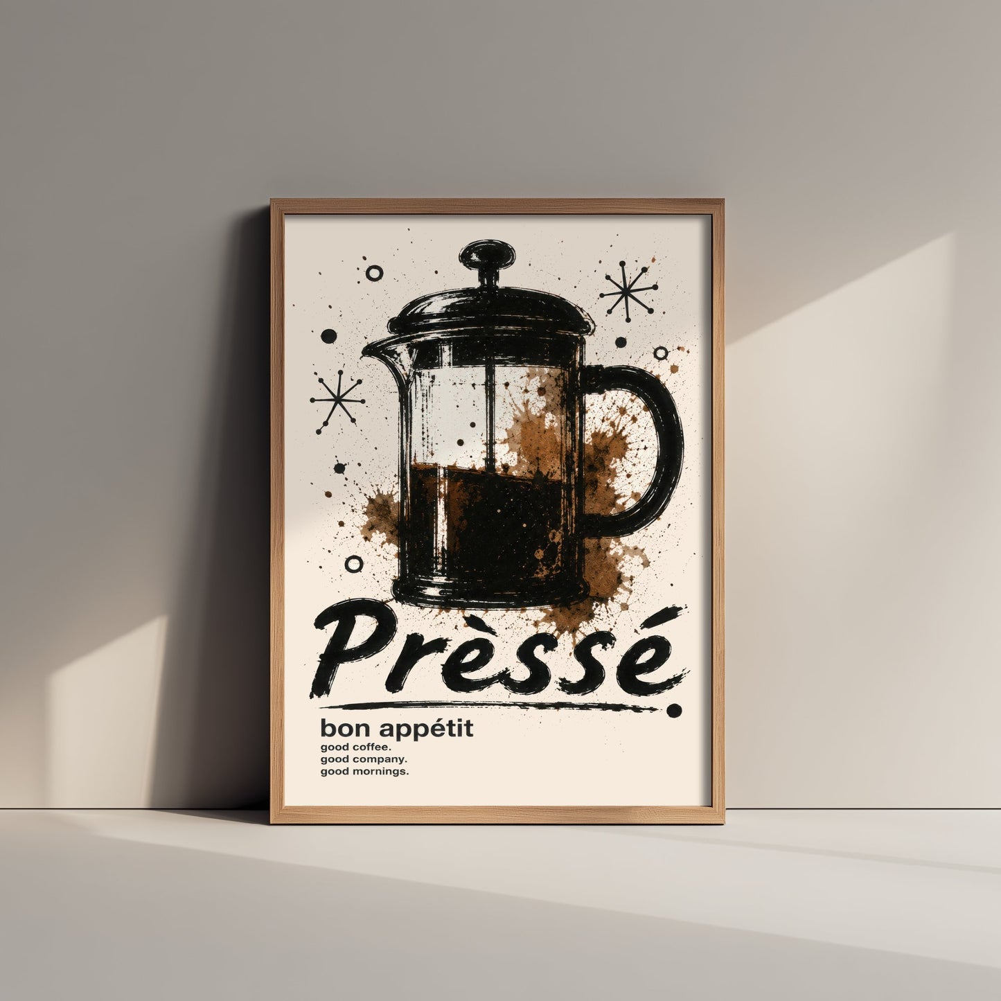 French Press Coffee Art Print - Ink Splatter Painting Poster - Coffee Lover Kitchen Art - Cafetiere Wall Decor 3/3