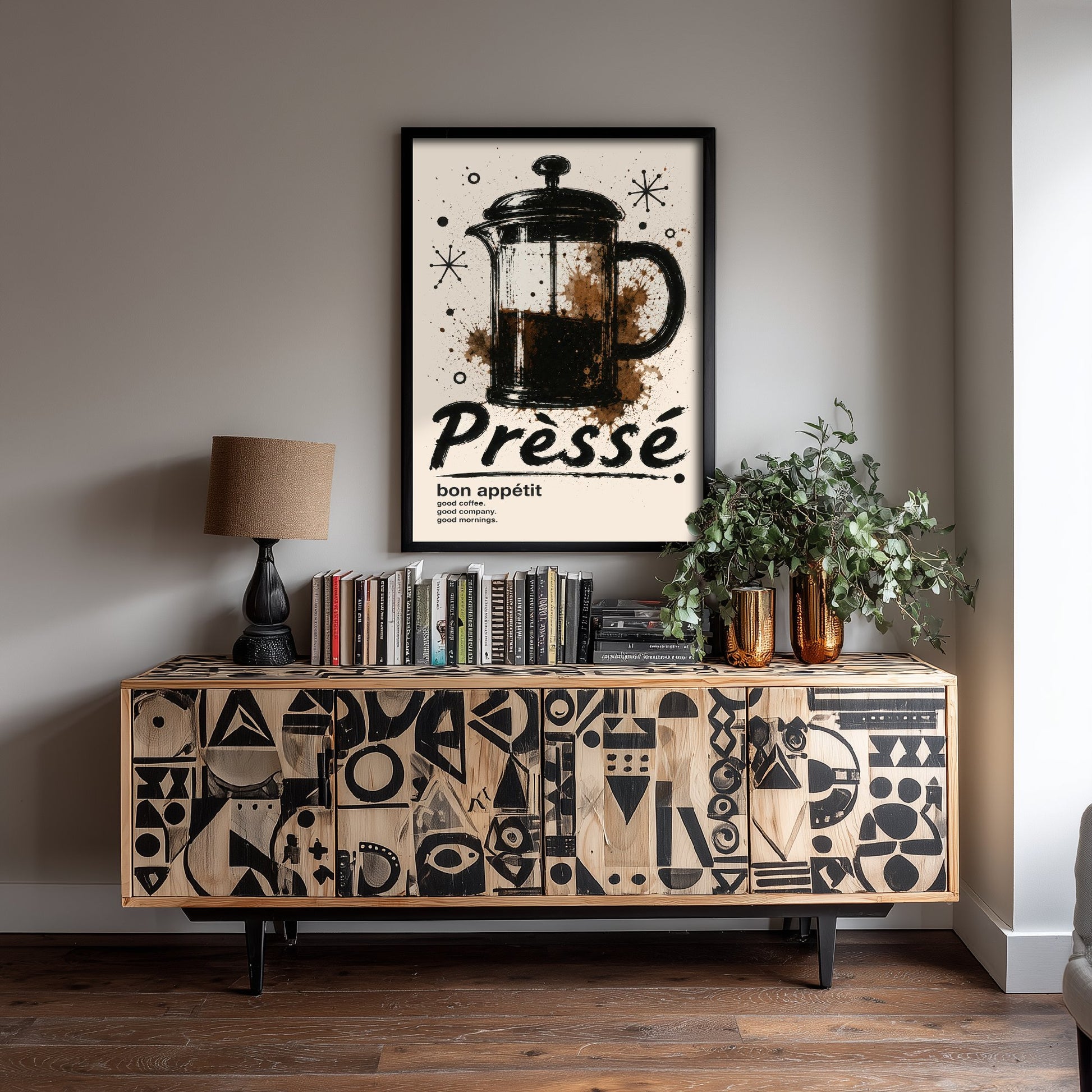 French Press Coffee Art Print - Ink Splatter Painting Poster - Coffee Lover Kitchen Art - Cafetiere Wall Decor 3/3