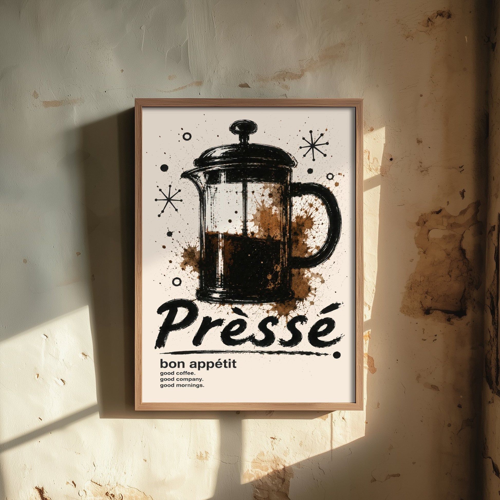 French Press Coffee Art Print - Ink Splatter Painting Poster - Coffee Lover Kitchen Art - Cafetiere Wall Decor 3/3