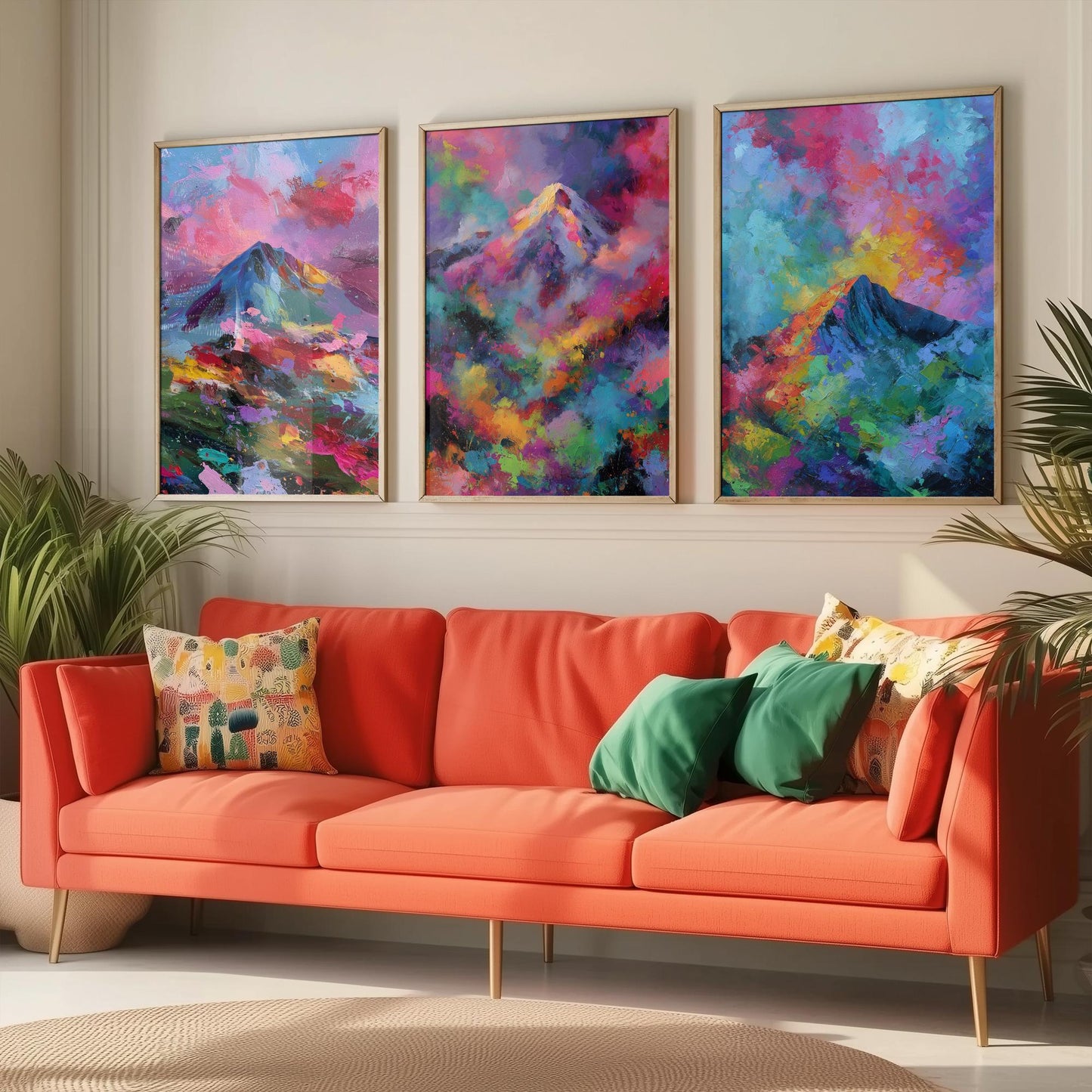 Scottish Mountains Set of Three Art Prints - Schiehallion, Ben Nevis, Buachaille Etive Mor - Vibrant Colourburst Painting Poster