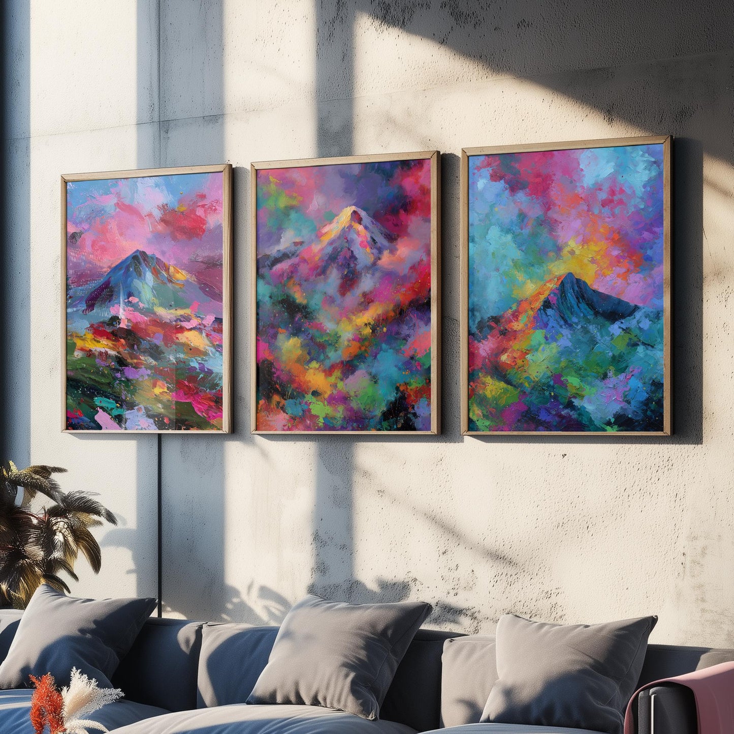 Scottish Mountains Set of Three Art Prints - Schiehallion, Ben Nevis, Buachaille Etive Mor - Vibrant Colourburst Painting Poster