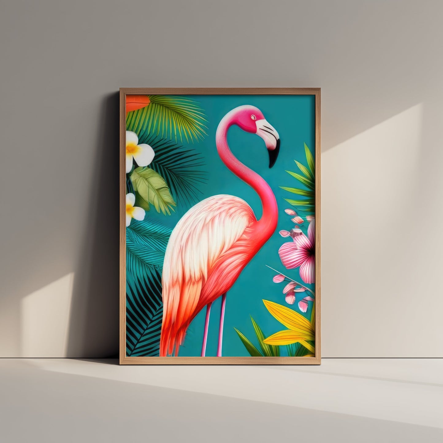 Flamingo Pop Art Print - Colourful Tropical Bird Poster - Bright Botanical Illustration - Pink Flamingo 1/3