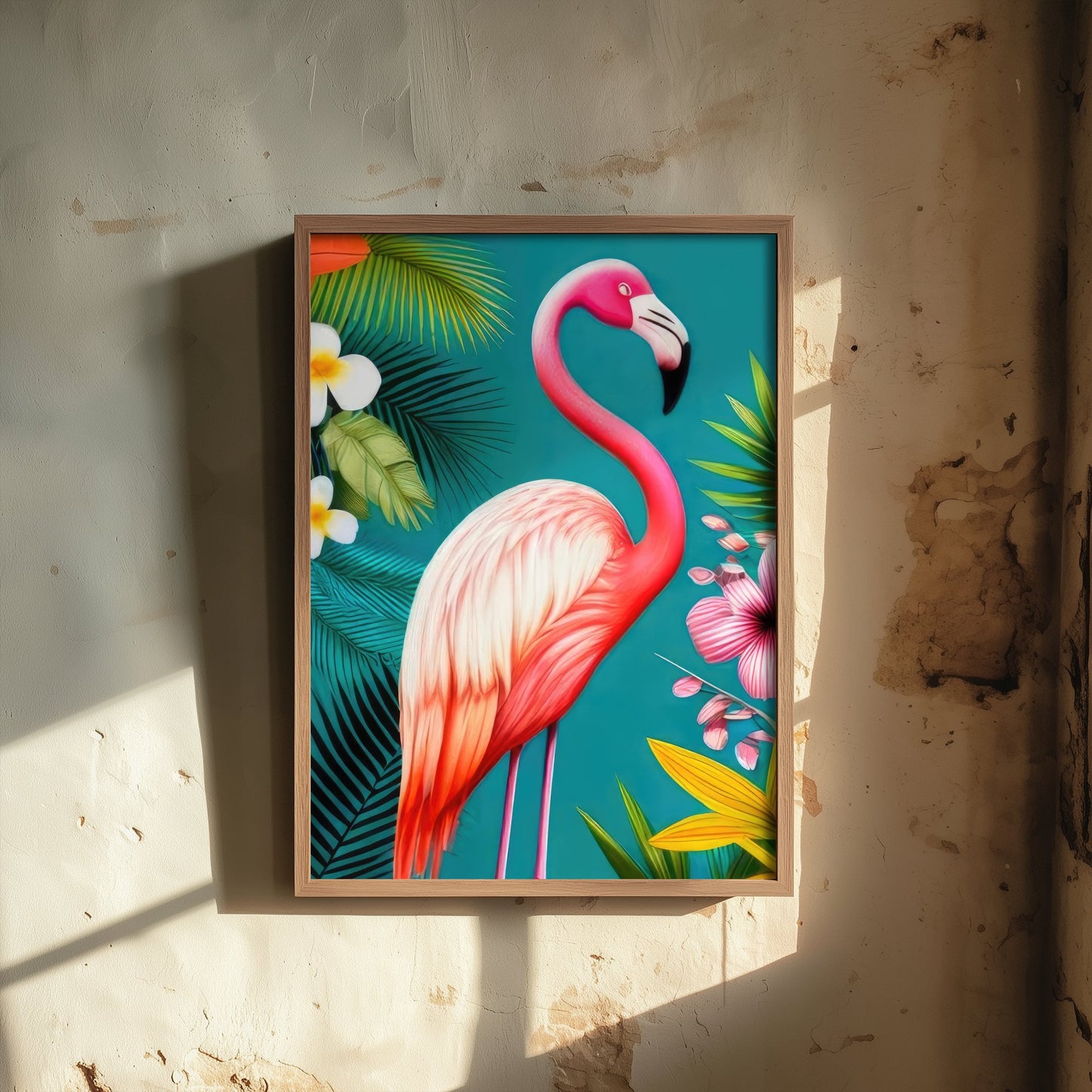Flamingo Pop Art Print - Colourful Tropical Bird Poster - Bright Botanical Illustration - Pink Flamingo 1/3