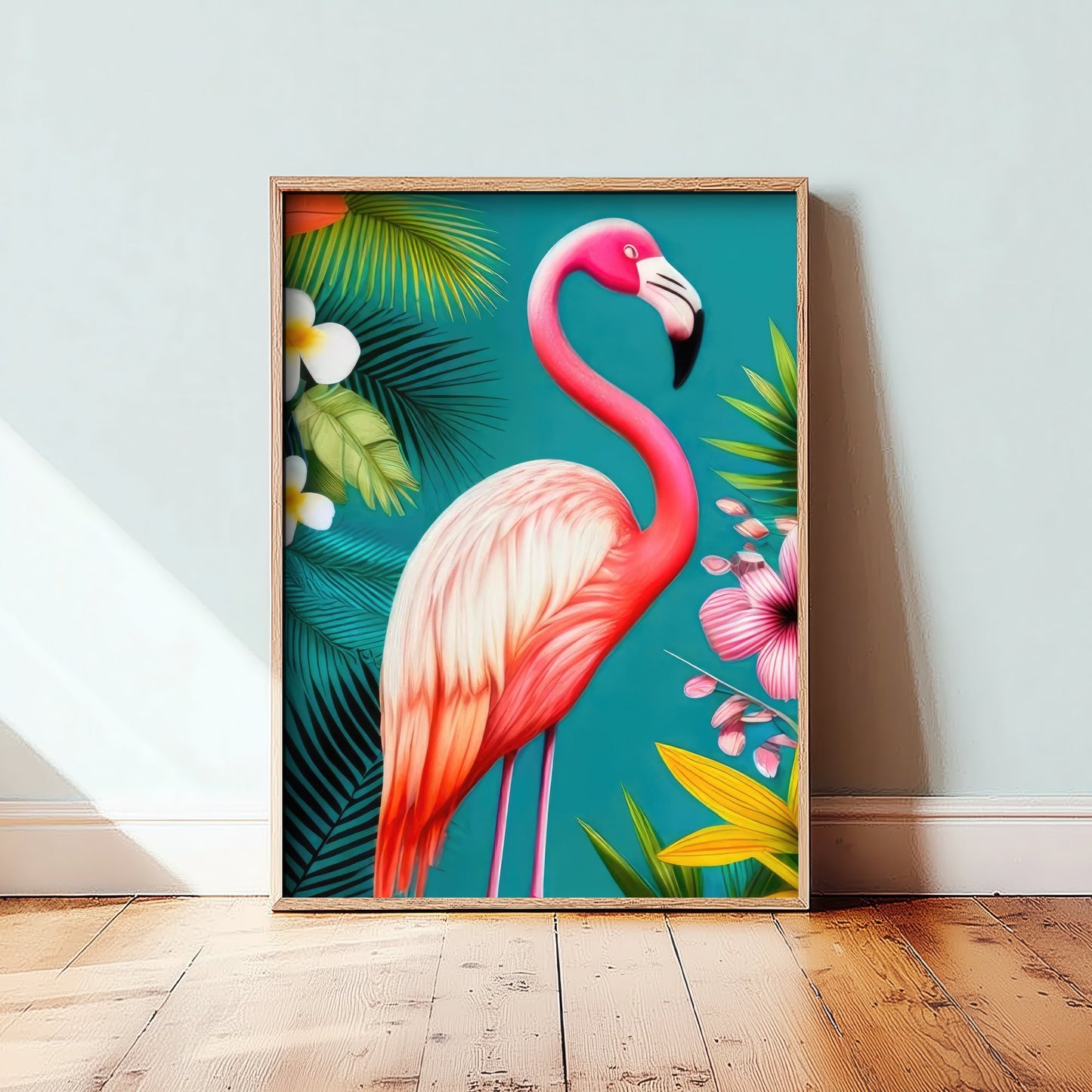 Flamingo Pop Art Print - Colourful Tropical Bird Poster - Bright Botanical Illustration - Pink Flamingo 1/3