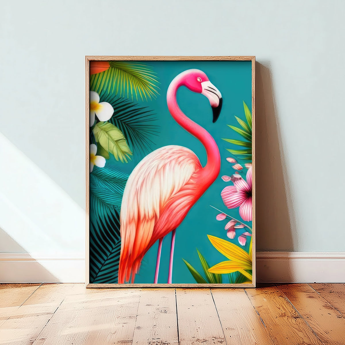 Flamingo Pop Art Print - Colourful Tropical Bird Poster - Bright Botanical Illustration - Pink Flamingo 1/3