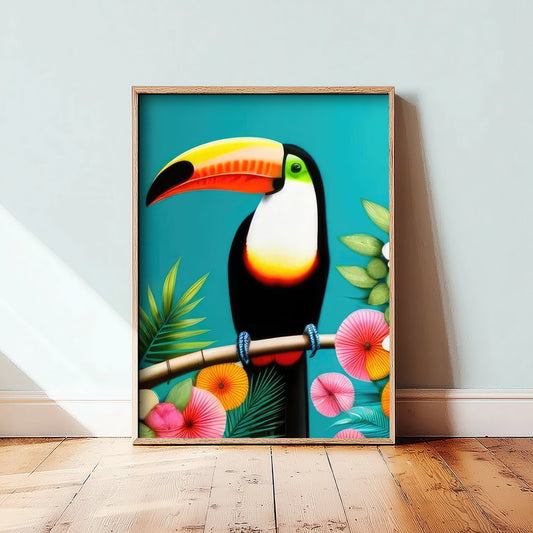 Toucan Pop Art Print - Colourful Tropical Bird Poster - Bright Botanical Illustration - Rainbow Toucan 2/3
