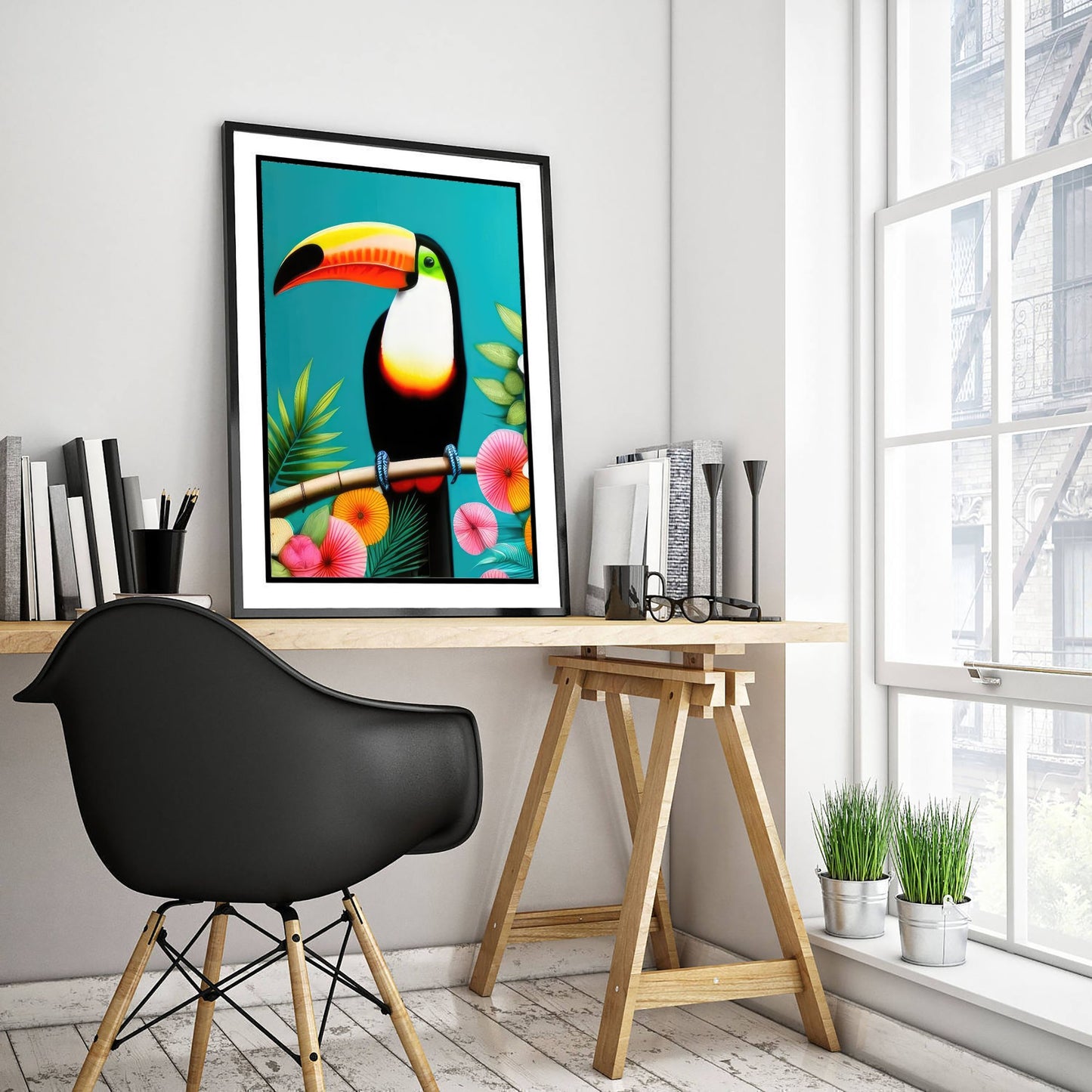Toucan Pop Art Print - Colourful Tropical Bird Poster - Bright Botanical Illustration - Rainbow Toucan 2/3