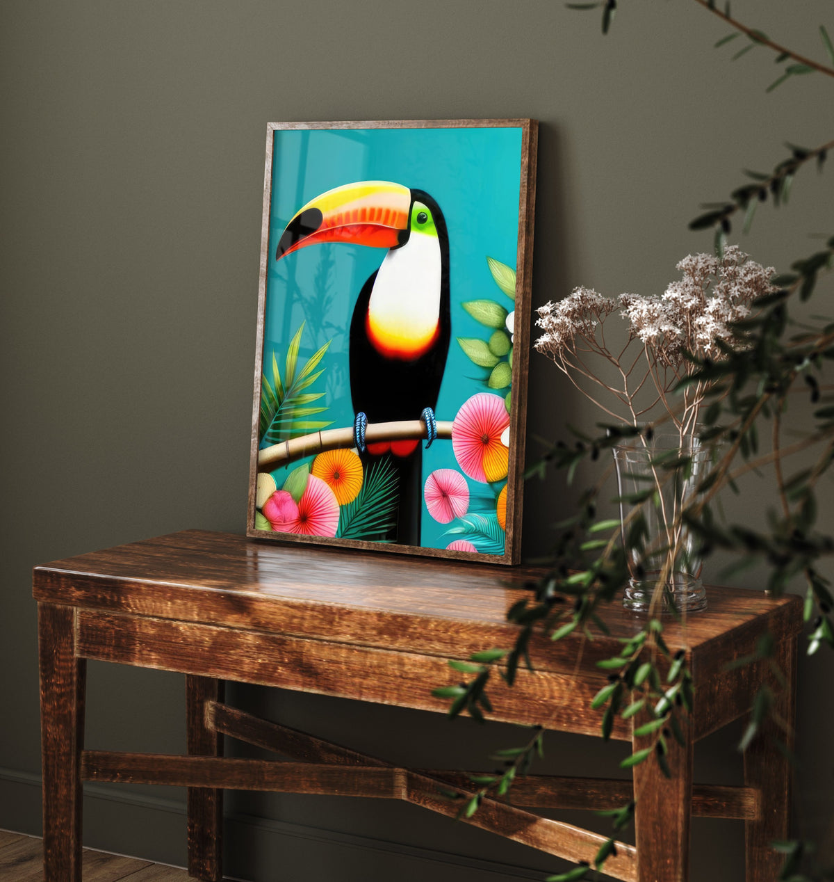 Toucan Pop Art Print - Colourful Tropical Bird Poster - Bright Botanical Illustration - Rainbow Toucan 2/3