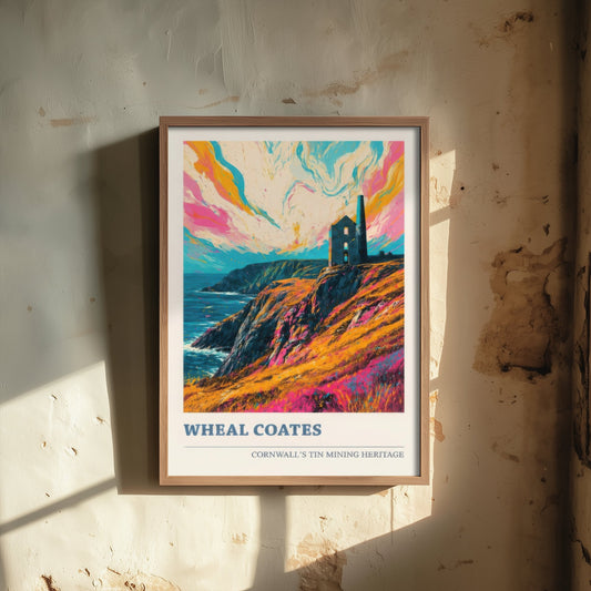 Wheal Coates Travel Poster - Cornwall England Art Print - Vibrant Coastal Painting - Tin Mine Heritage 3/3