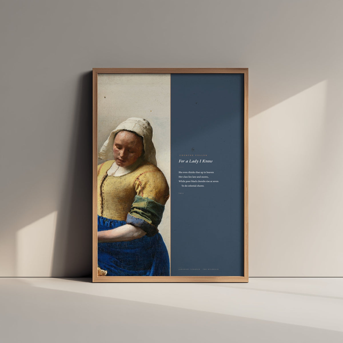 For a Lady I Know by Countee Cullen Art Print - Full Poem beside Vermeer The Milkmaid Painting - Harlem Renaissance Poetry Poster