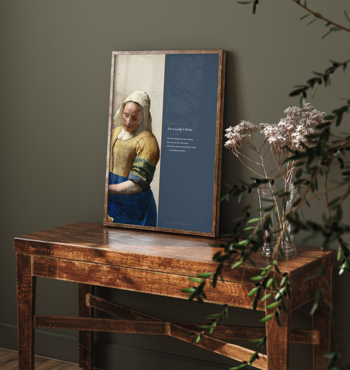 For a Lady I Know by Countee Cullen Art Print - Full Poem beside Vermeer The Milkmaid Painting - Harlem Renaissance Poetry Poster