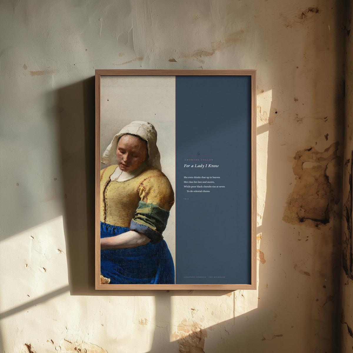For a Lady I Know by Countee Cullen Art Print - Full Poem beside Vermeer The Milkmaid Painting - Harlem Renaissance Poetry Poster