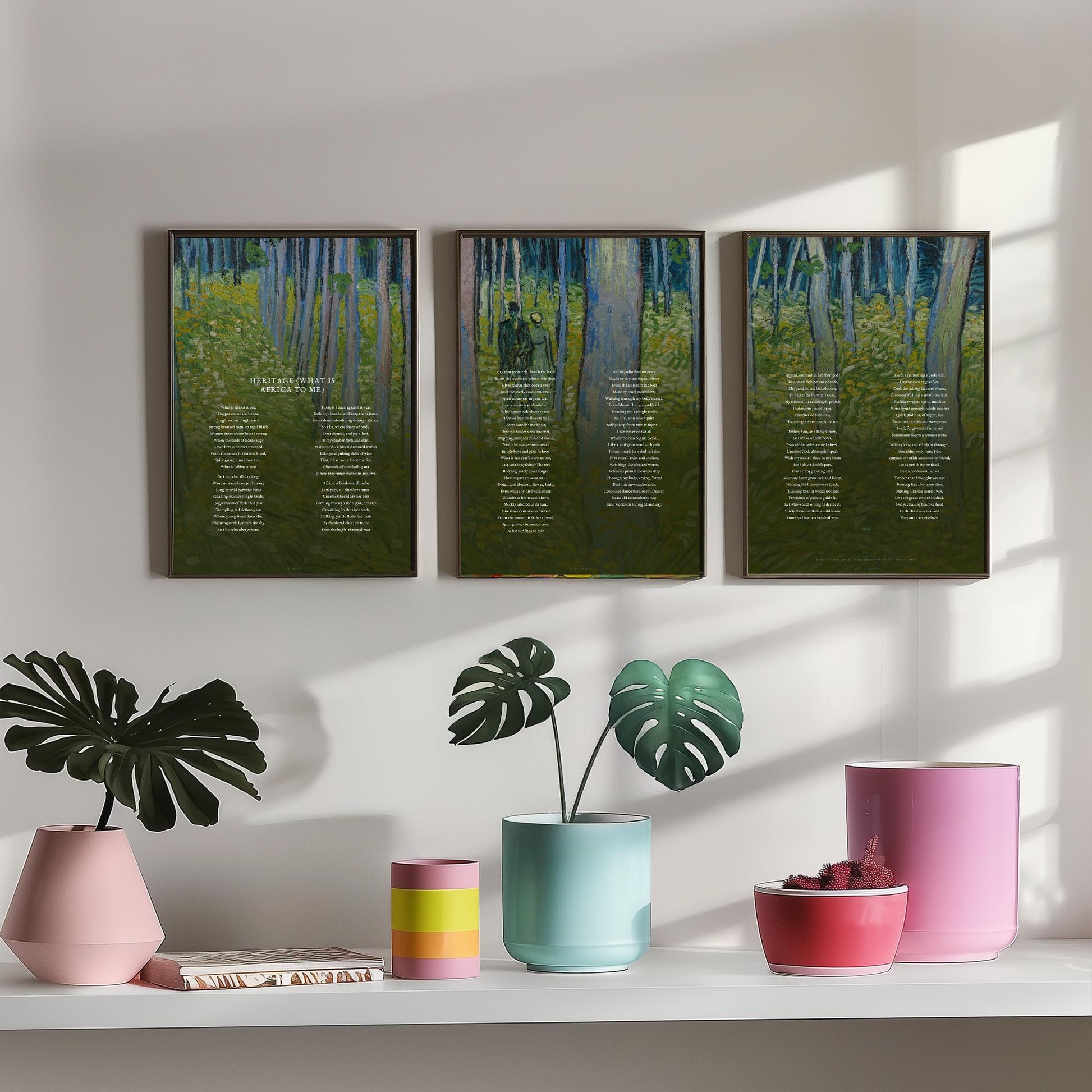 Heritage by Countee Cullen Set of Three Art Prints - What is Africa to Me Full Poem over Van Gogh Painting - Poetry Poster Triptych