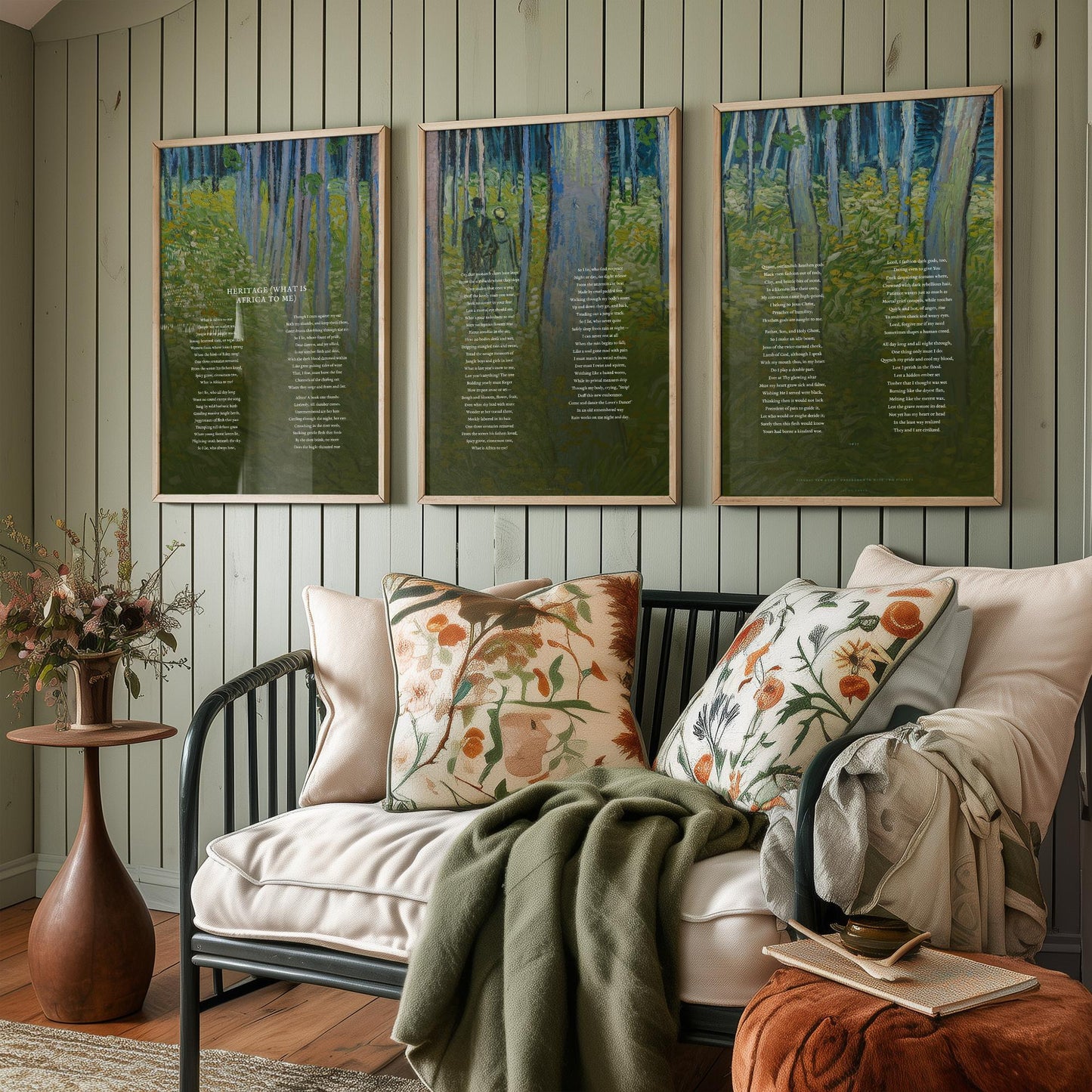 Heritage by Countee Cullen Set of Three Art Prints - What is Africa to Me Full Poem over Van Gogh Painting - Poetry Poster Triptych