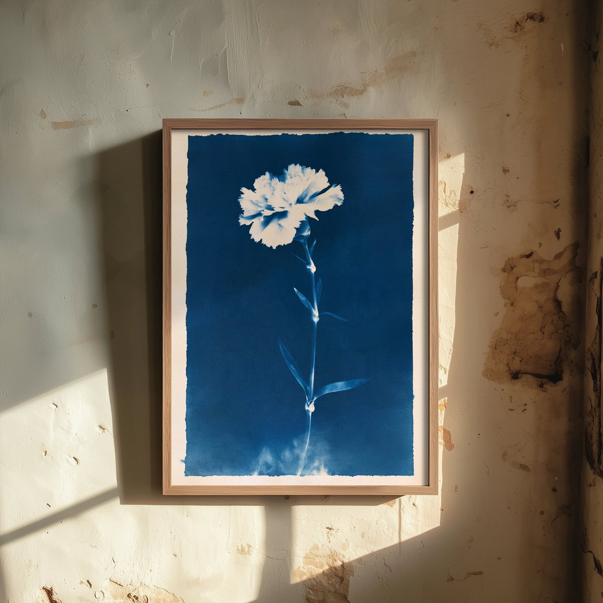 January Birth Flower Art Print - Carnation Poster - Blue Cyanotype Botanical Illustration - Birth Month Gift 01/12