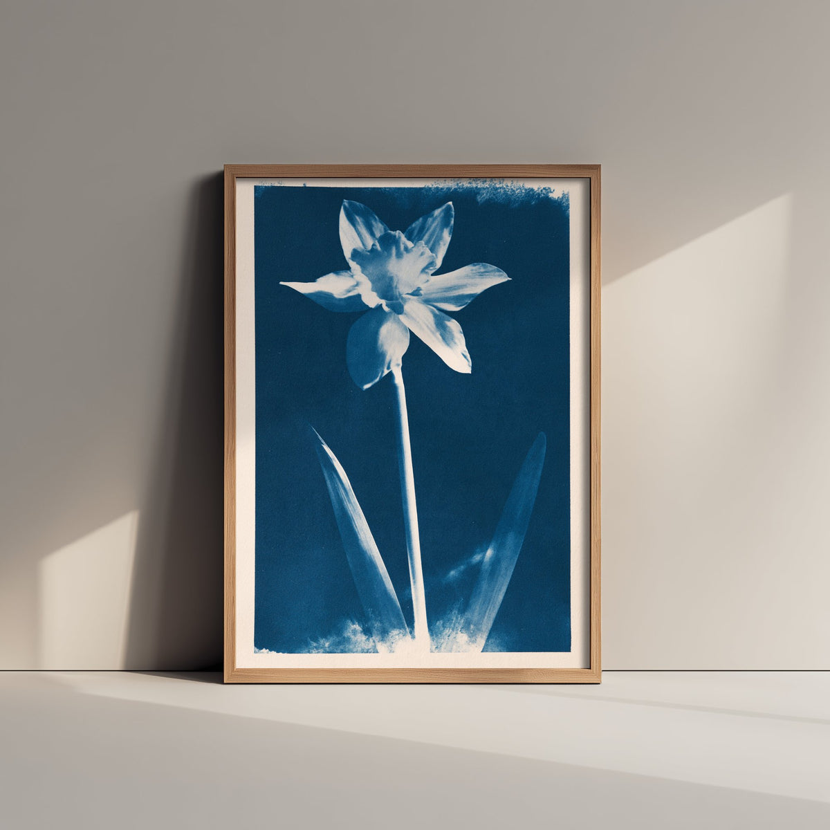 March Birth Flower Art Print - Daffodil Poster - Blue Cyanotype Botanical Illustration - Birth Month Gift 03/12