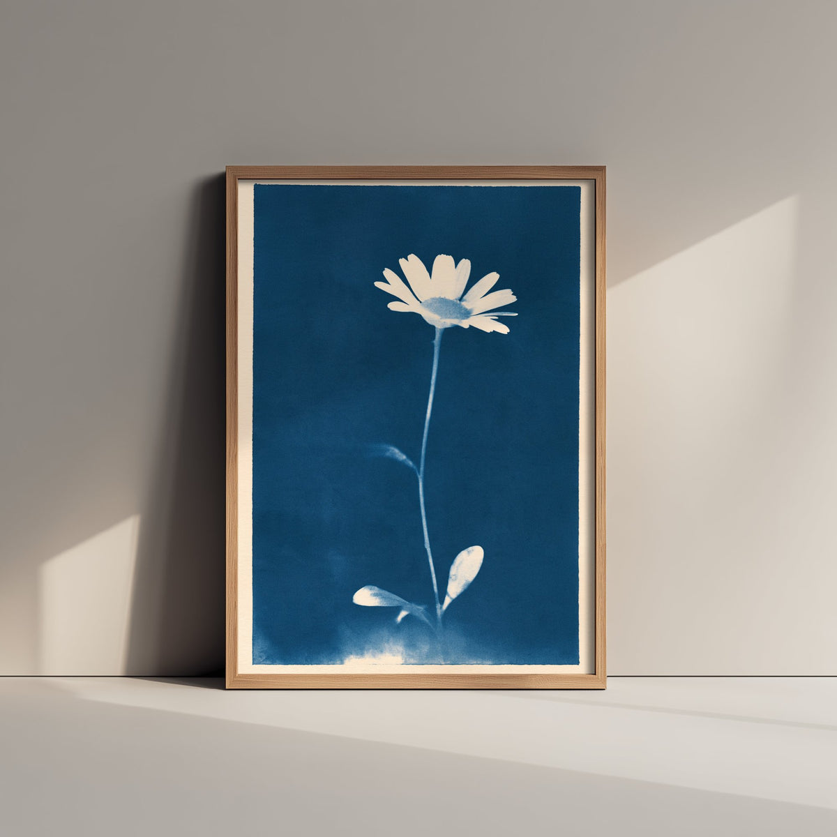 April Birth Flower Art Print - Daisy Poster - Blue Cyanotype Botanical Illustration - Birth Month Gift 04/12