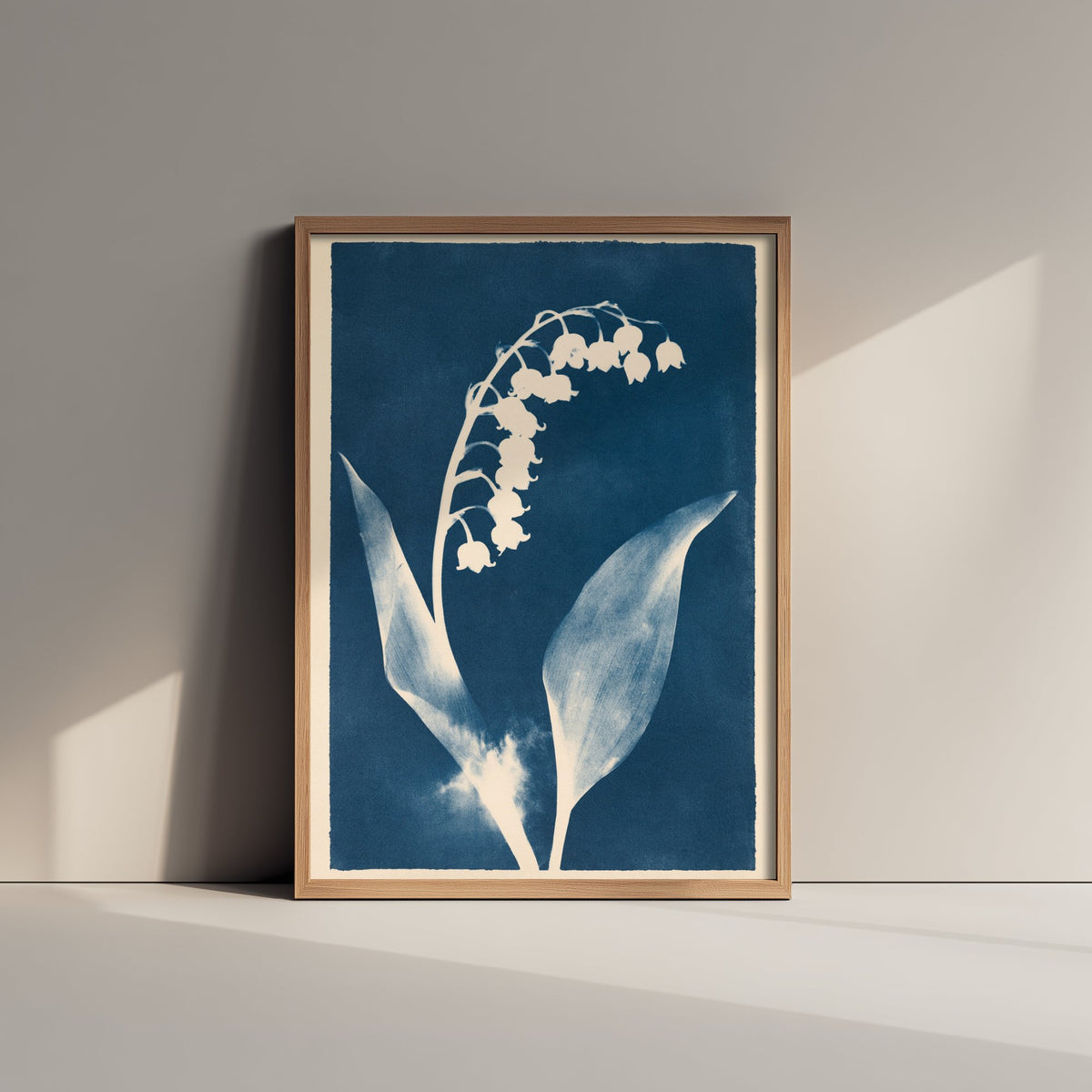 May Birth Flower Art Print - Lily of the Valley Poster - Blue Cyanotype Botanical Illustration - Birth Month Gift 05/12