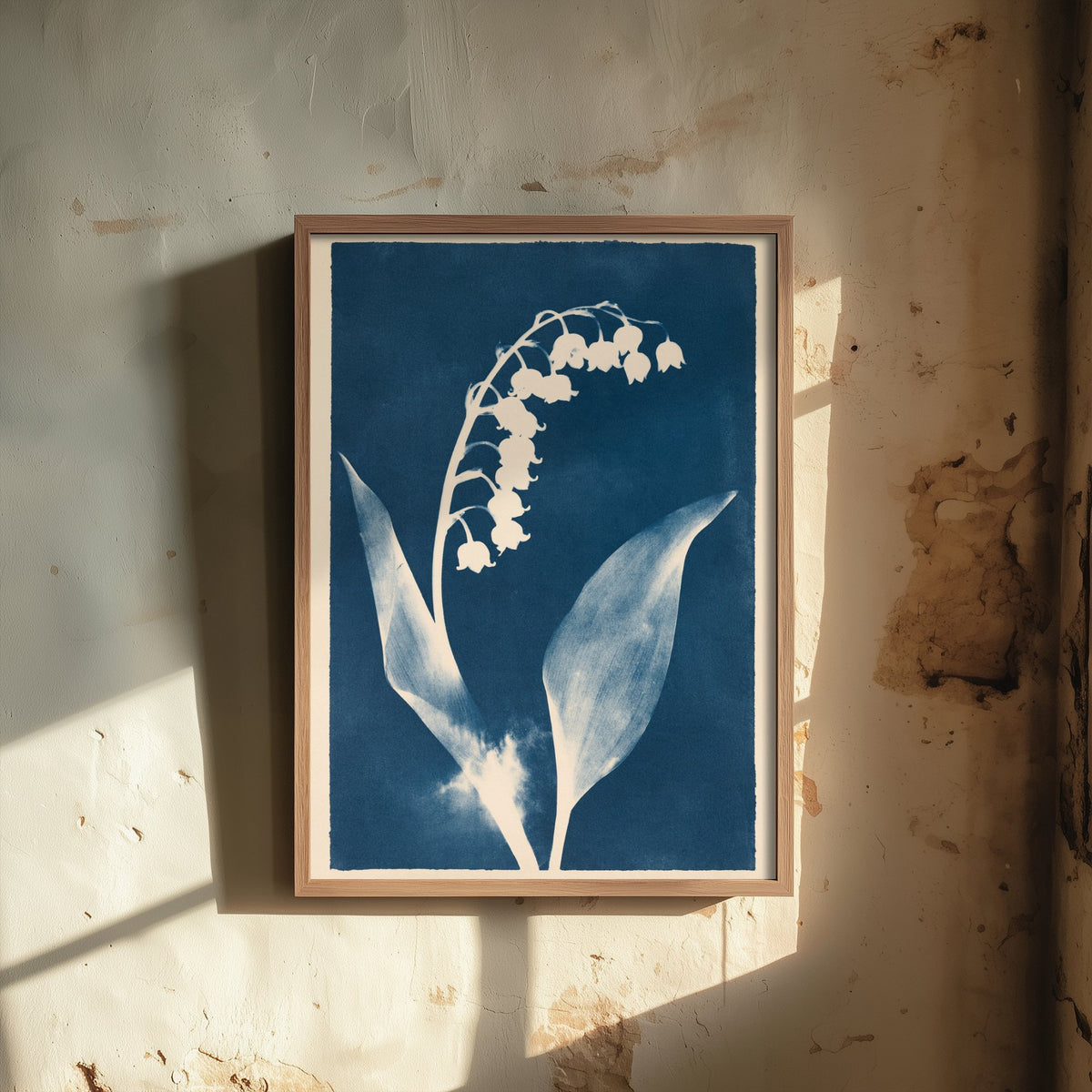 May Birth Flower Art Print - Lily of the Valley Poster - Blue Cyanotype Botanical Illustration - Birth Month Gift 05/12