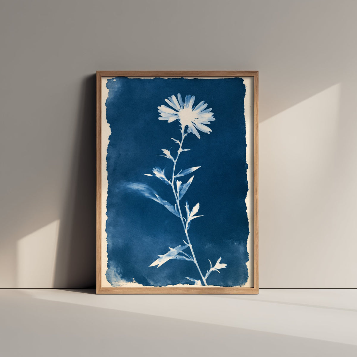 September Birth Flower Art Print - Aster Poster - Blue Cyanotype Botanical Illustration - Birth Month Gift 09/12