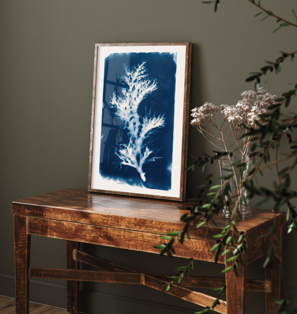 Seaweed Art Print - Prussian Blue Cyanotype Style Poster - Coastal Algae Botanical Illustration V1 2/3