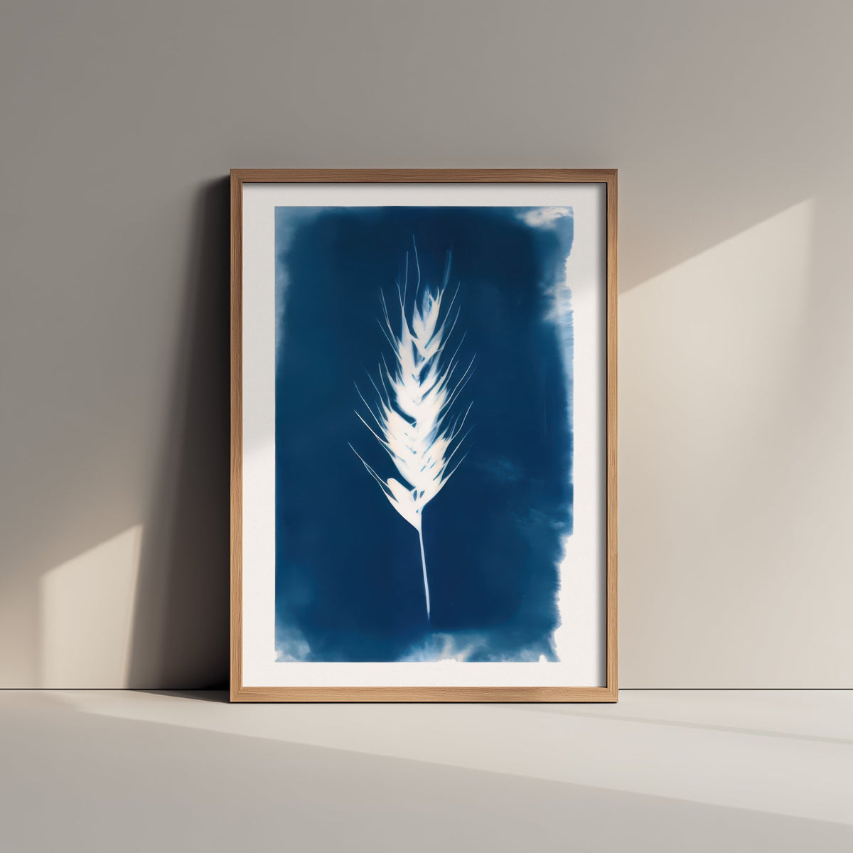 Wheat Ear Art Print - Blue Cyanotype Style Harvest Poster - Grain Botanical Illustration V1 3/3