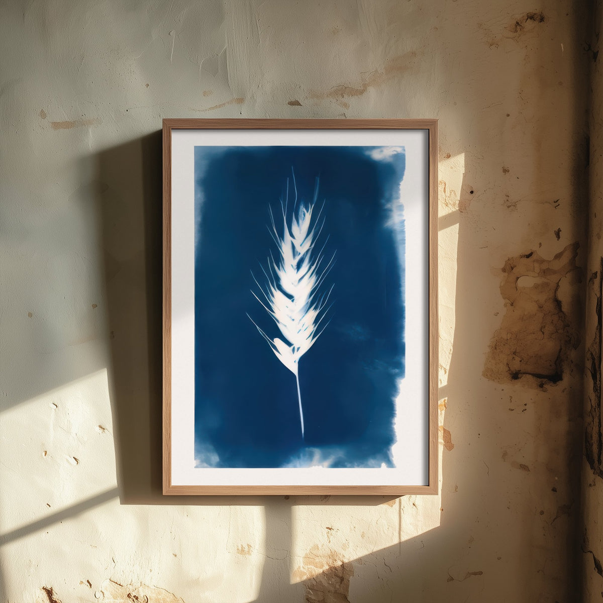 Wheat Ear Art Print - Blue Cyanotype Style Harvest Poster - Grain Botanical Illustration V1 3/3