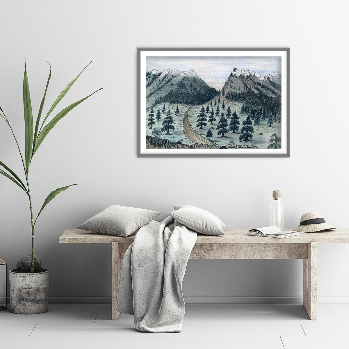 Daniel A. Jenks - Cherokee Pass, Rocky Mountains (1859) - Classic Painting Art Print - Gold Rush Trail Wagon Pine Forest Poster