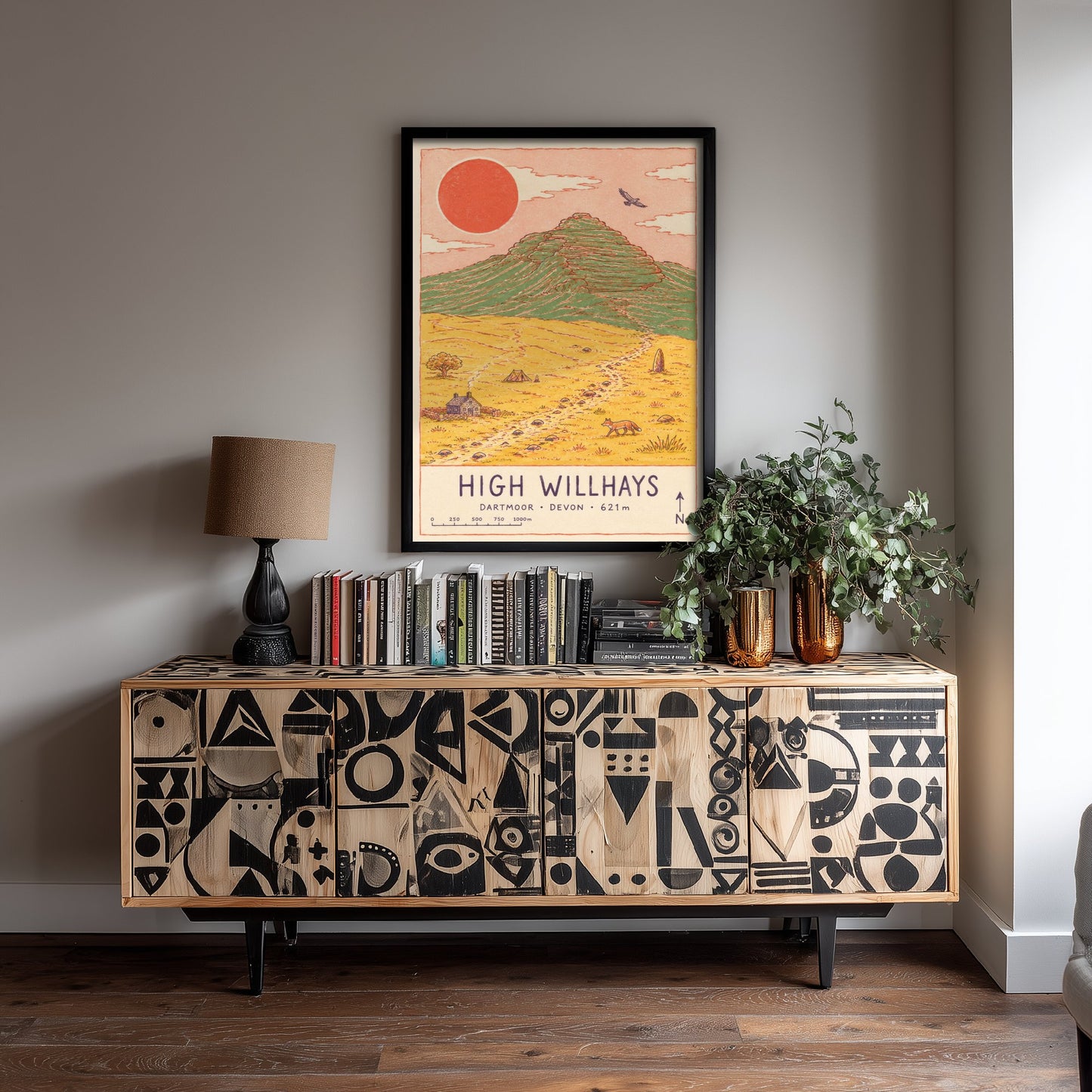 High Willhays Travel Poster - Dartmoor Devon Art Print - Vintage Map Illustration - Highest Tor Landscape 2/3