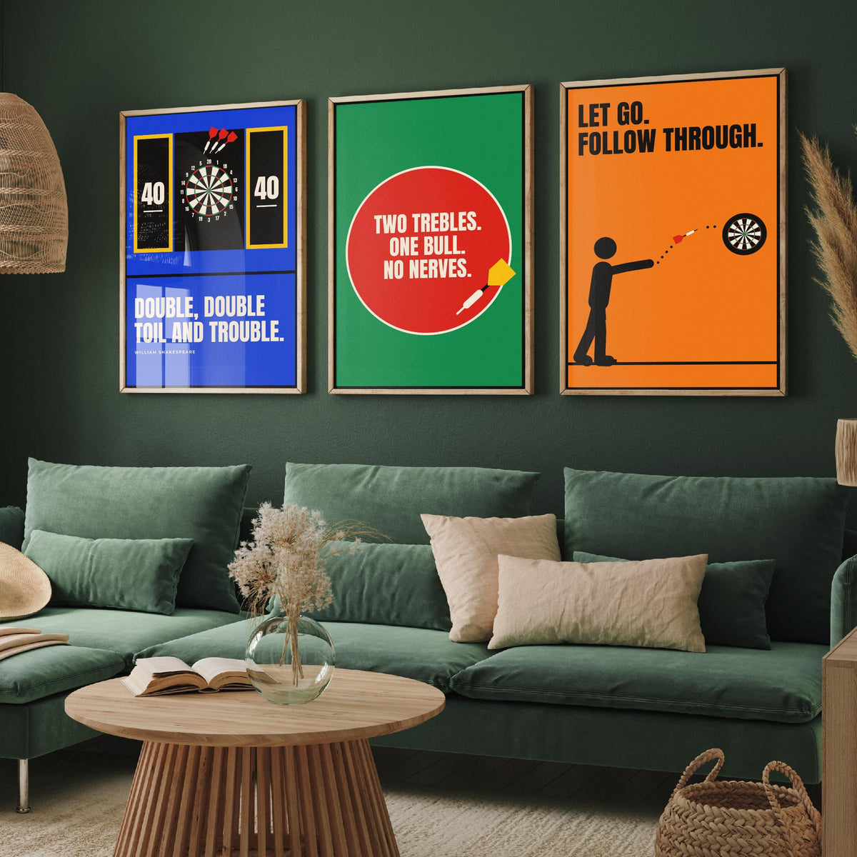 Darts Quotes Set of Three Art Prints - 3 Retro Bauhaus Pub Darts Posters - Minimalist Game Room Wall Art Illustration V2
