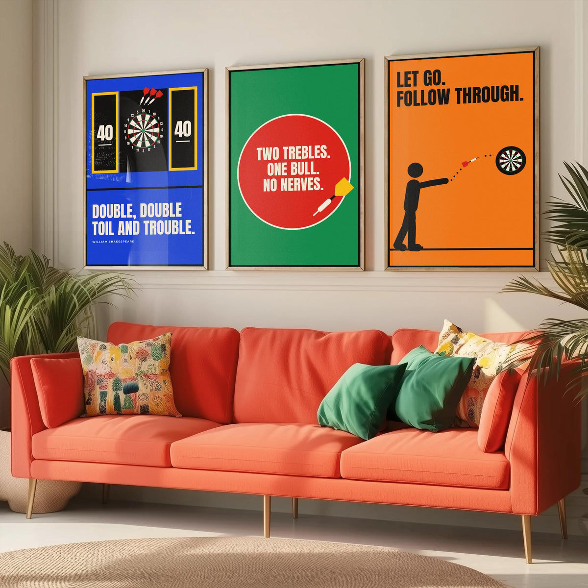 Darts Quotes Set of Three Art Prints - 3 Retro Bauhaus Pub Darts Posters - Minimalist Game Room Wall Art Illustration V2
