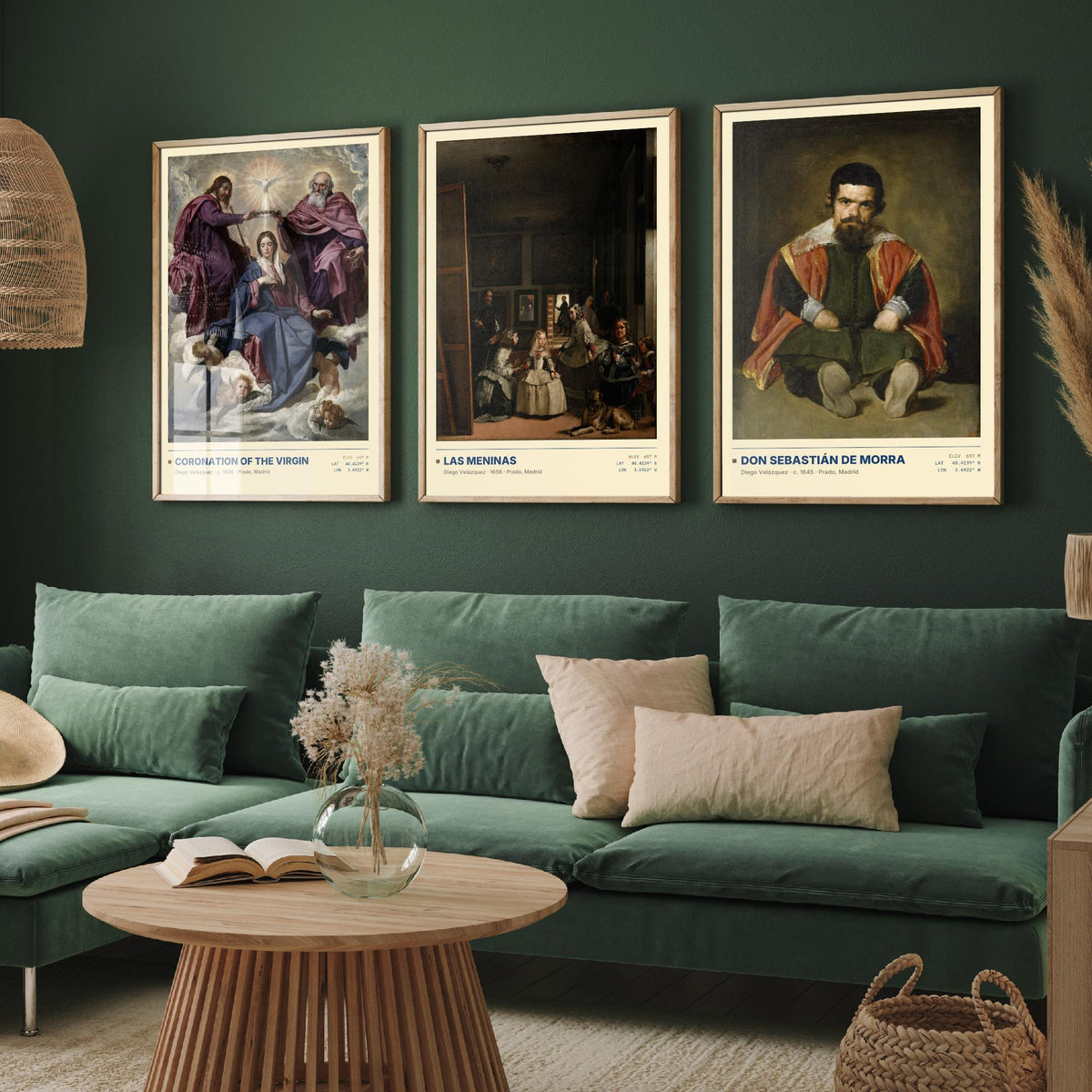 Diego Velazquez Set of Three Art Prints - Las Meninas, Coronation, Don Sebastian de Morra - Baroque Gallery Posters - Paintings
