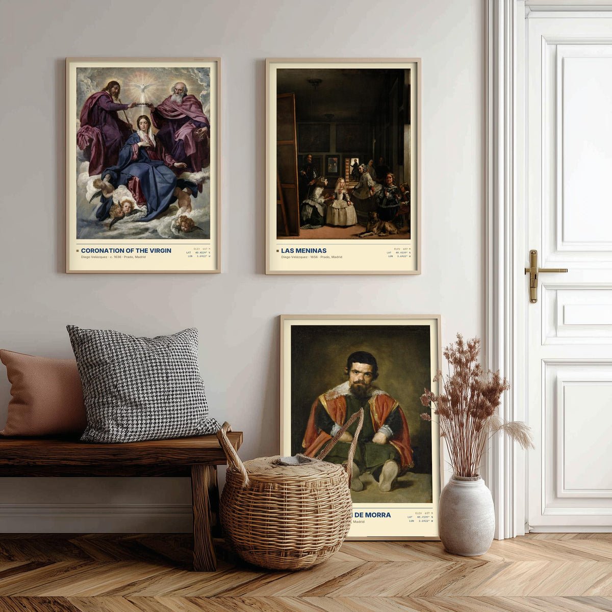 Diego Velazquez Set of Three Art Prints - Las Meninas, Coronation, Don Sebastian de Morra - Baroque Gallery Posters - Paintings