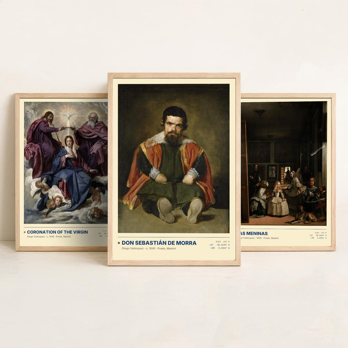 Diego Velazquez Set of Three Art Prints - Las Meninas, Coronation, Don Sebastian de Morra - Baroque Gallery Posters - Paintings