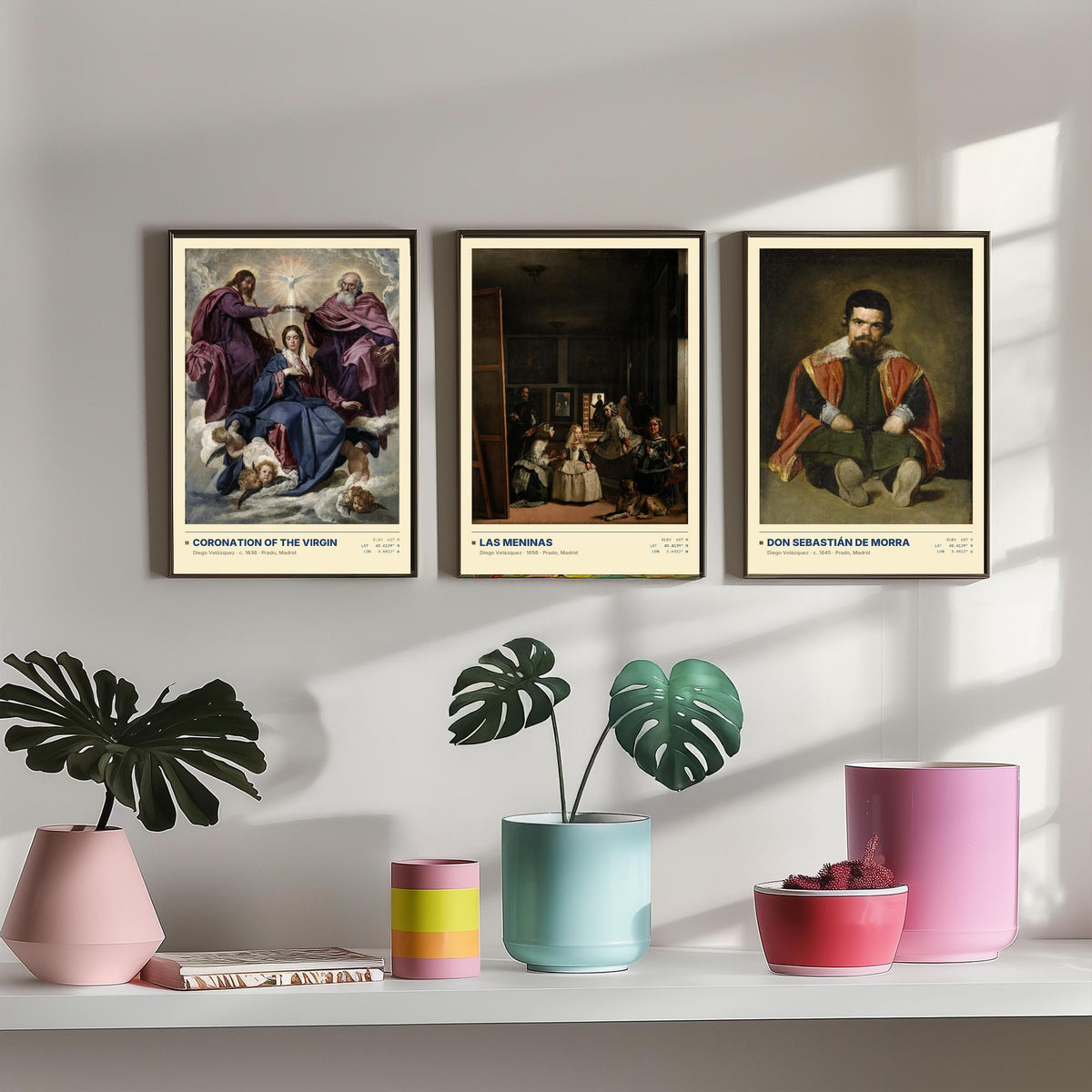 Diego Velazquez Set of Three Art Prints - Las Meninas, Coronation, Don Sebastian de Morra - Baroque Gallery Posters - Paintings