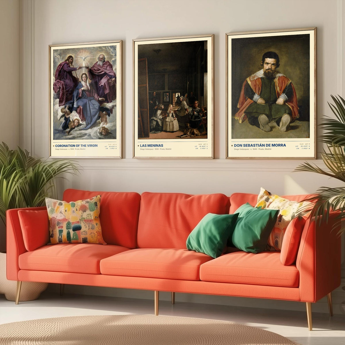Diego Velazquez Set of Three Art Prints - Las Meninas, Coronation, Don Sebastian de Morra - Baroque Gallery Posters - Paintings