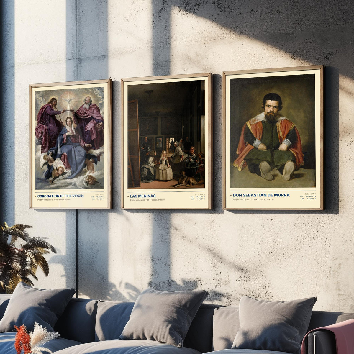 Diego Velazquez Set of Three Art Prints - Las Meninas, Coronation, Don Sebastian de Morra - Baroque Gallery Posters - Paintings