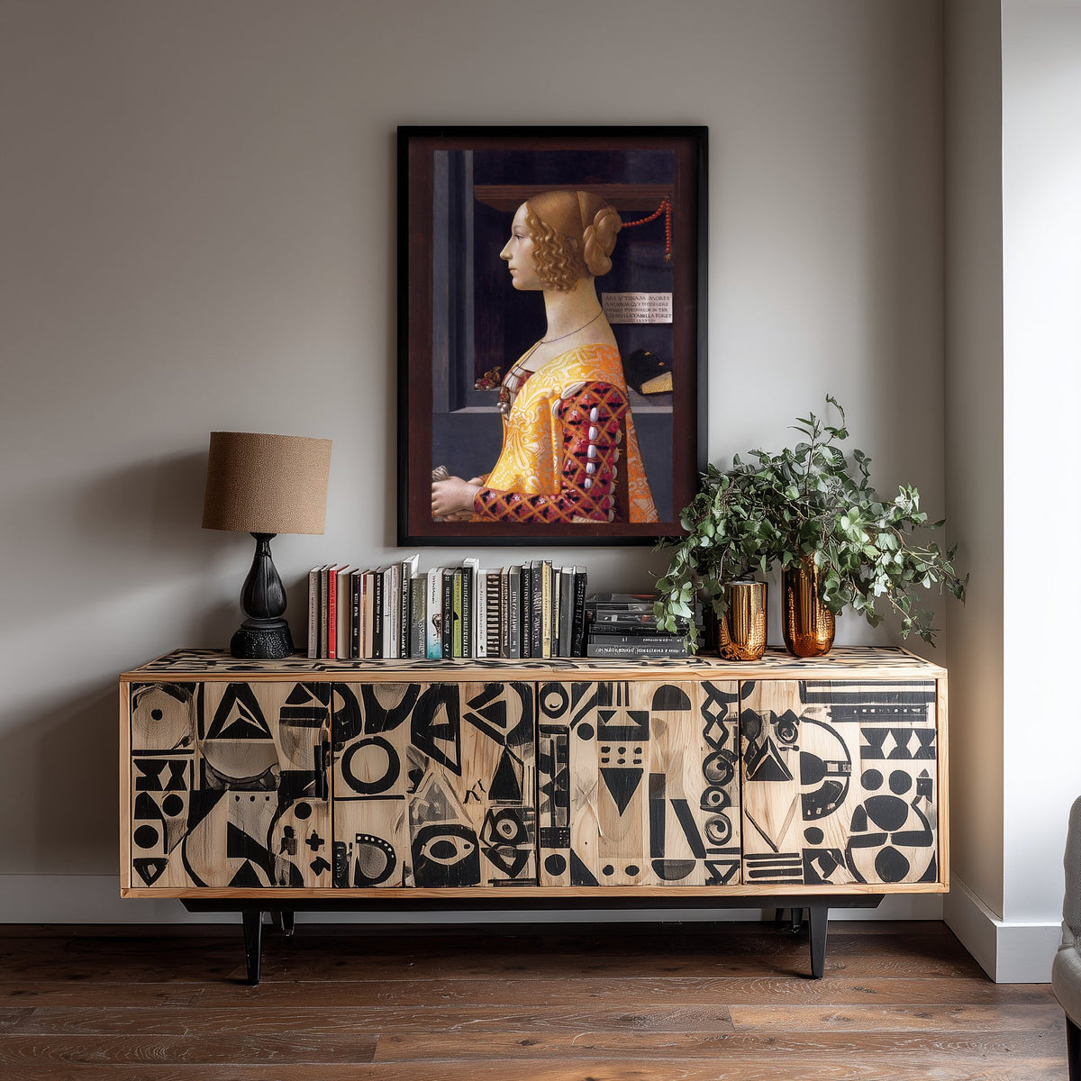 Domenico Ghirlandaio - Portrait of Giovanna Tornabuoni (1488) - Classic Painting Art Print - Renaissance Lady Gold Brocade Profile Poster