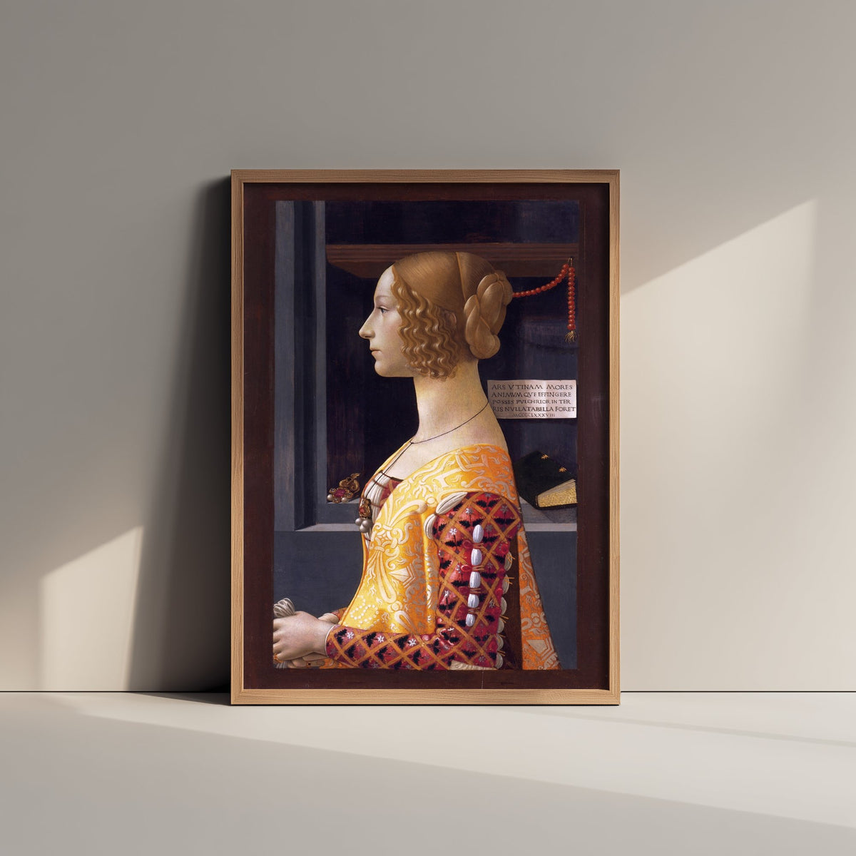 Domenico Ghirlandaio - Portrait of Giovanna Tornabuoni (1488) - Classic Painting Art Print - Renaissance Lady Gold Brocade Profile Poster