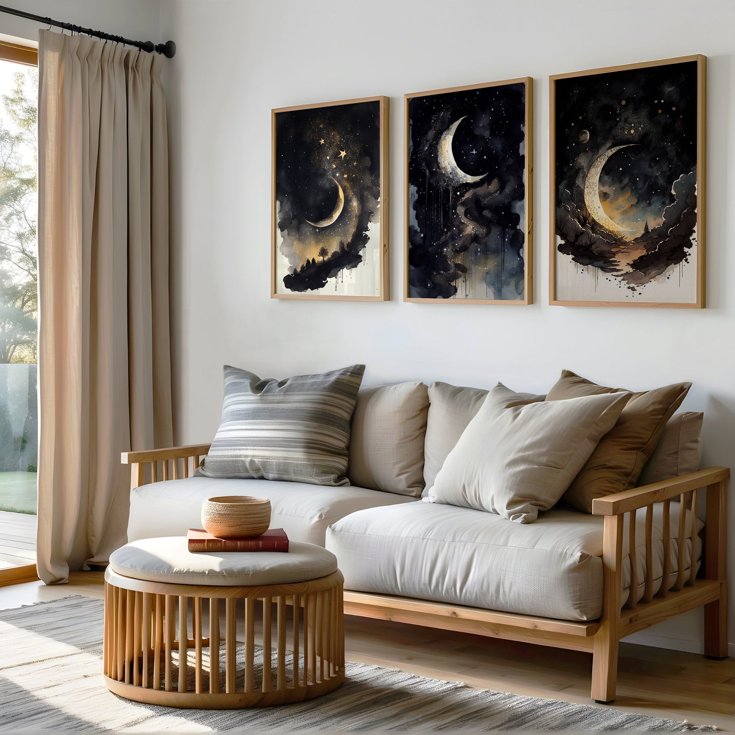 Dreamy Night Sky - Set of Three Moon Art Prints