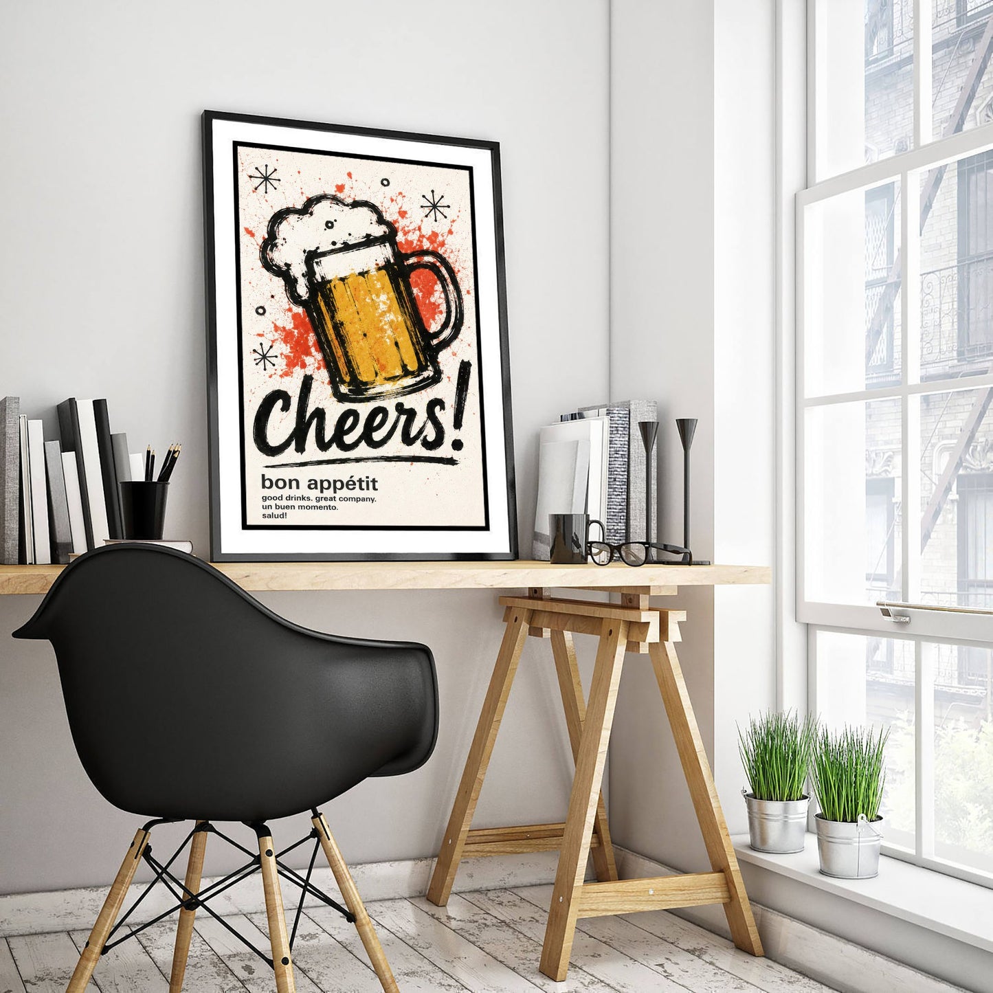 Beer Cheers Art Print - Ink Splatter Painting Poster - Bar Wall Art - Beer Lover Kitchen Decor 1/3