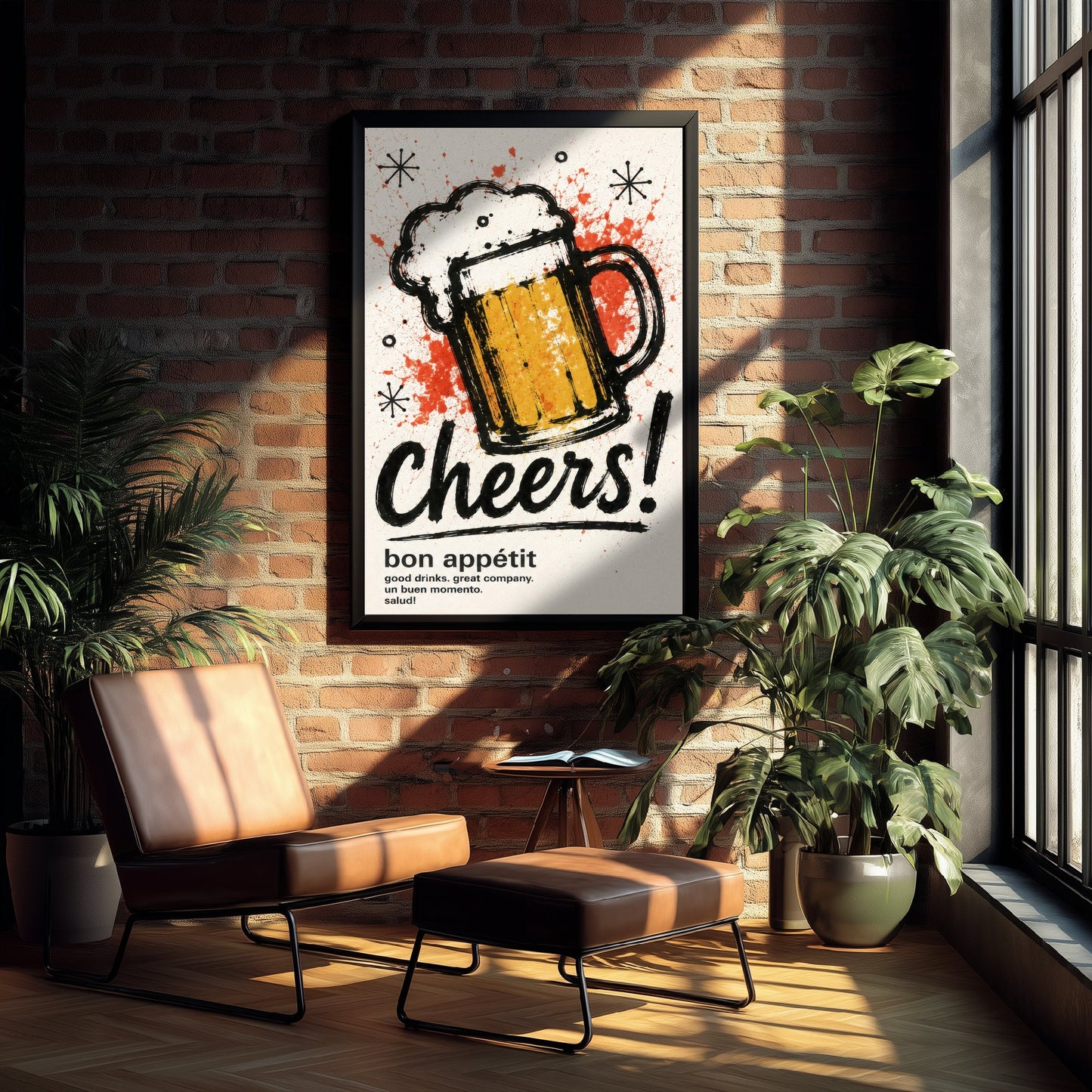 Beer Cheers Art Print - Ink Splatter Painting Poster - Bar Wall Art - Beer Lover Kitchen Decor 1/3