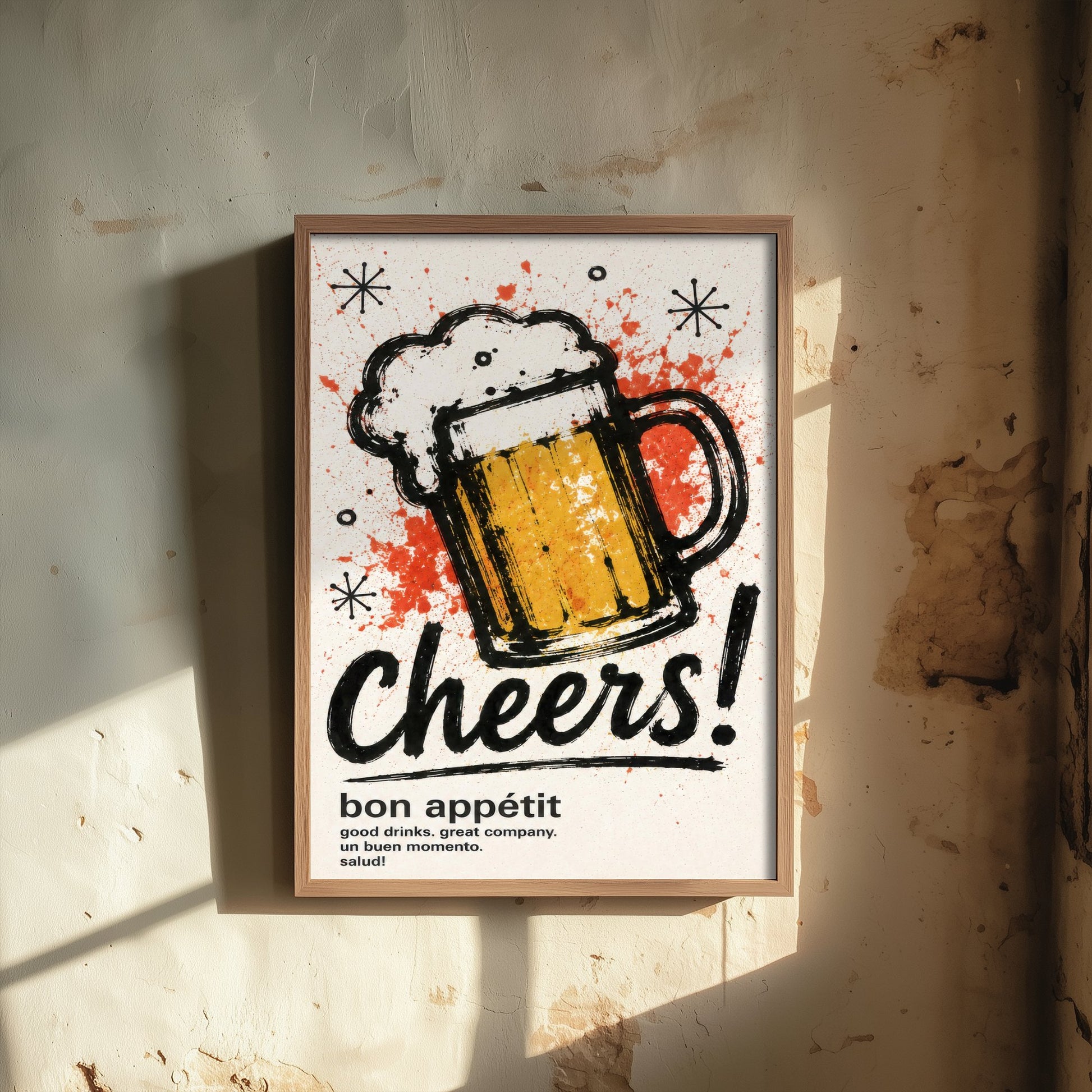 Beer Cheers Art Print - Ink Splatter Painting Poster - Bar Wall Art - Beer Lover Kitchen Decor 1/3